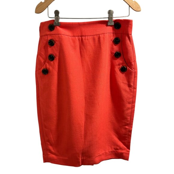 ✌️ 2/$40 ✌️ New Loft Women's Coral Button-Front Pencil Skirt Size 0 - Picture 1 of 10